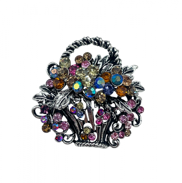Brosa Cos cu Flori ALMA, Argintiu, 3.5cm [1]