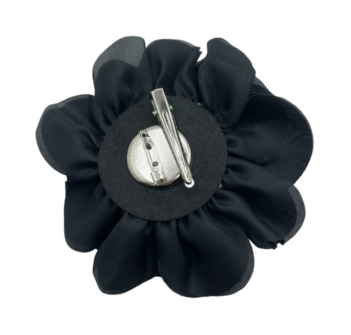 Brosa Floare BEAUTY, Negru, 15cm, Cu clips pentru par [2]