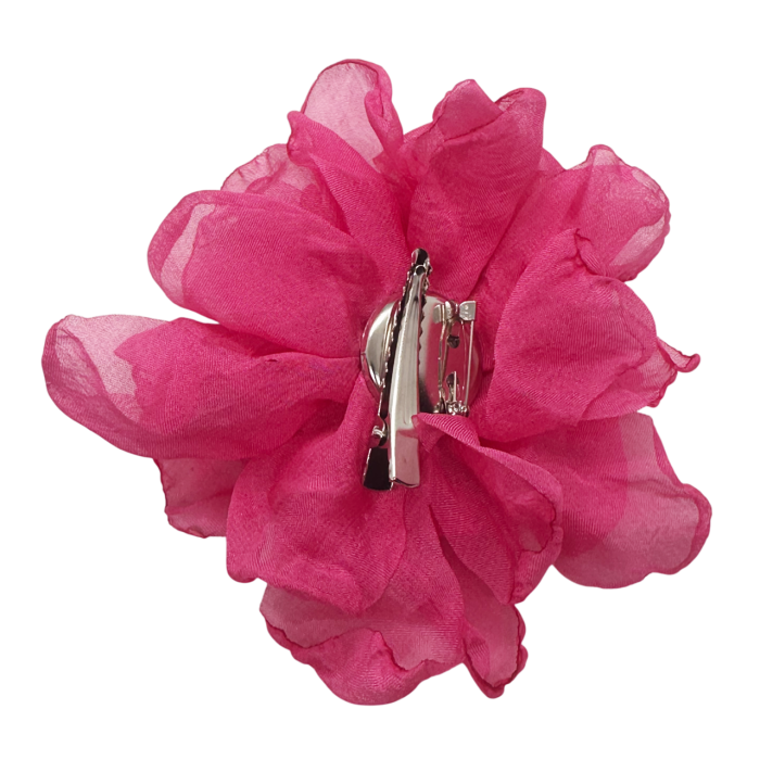 Brosa Floare fucsia din voal VINTAGE BLOOM, Cu clips pentru par [2]