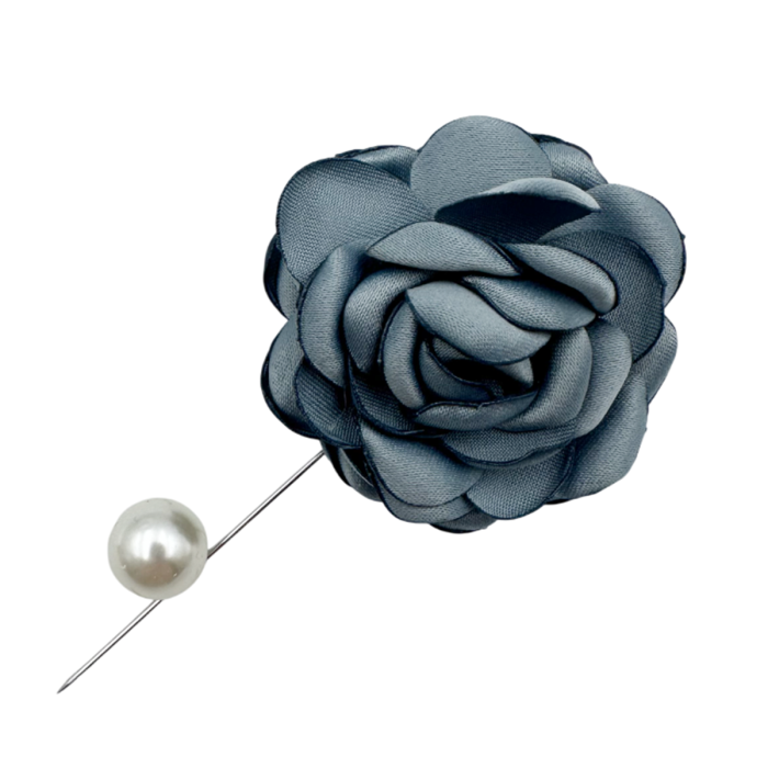 Brosa Floare LUCILLE Bleu prafuit  - Ac de rever sau palarie [2]