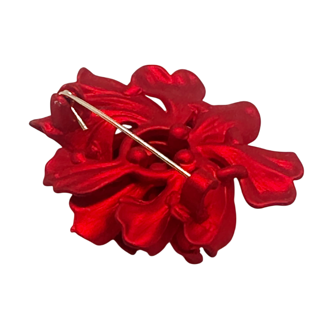 Brosa Floare rosie CARDINAL cu perla [2]