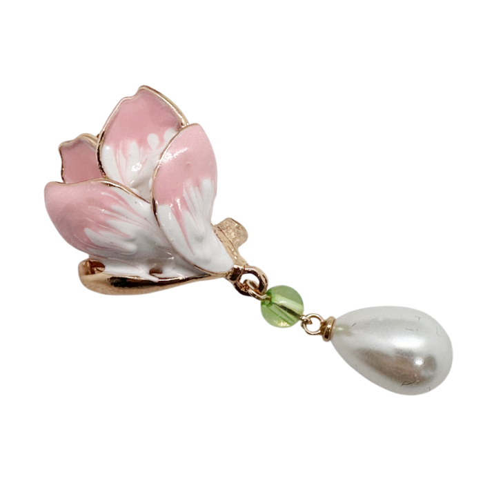 Brosa Floare roz REINA cu perla lacrima [2]