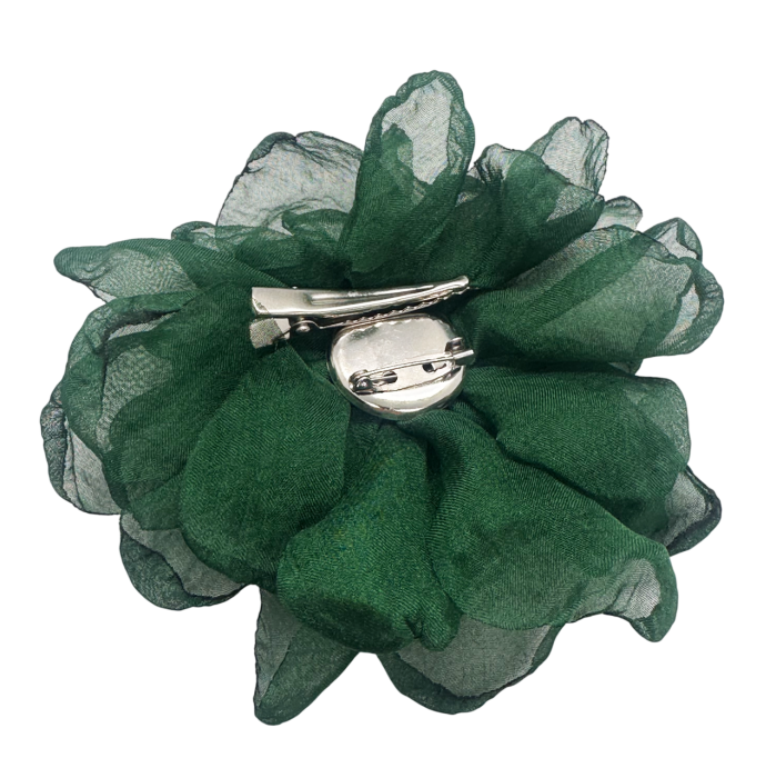 Brosa Floare verde din voal VINTAGE BLOOM, Cu clips pentru par [2]