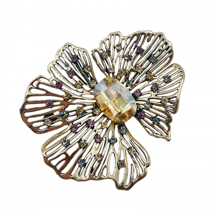 Brosa Floare VINTAGE MADO, Auriu, 7cm [2]