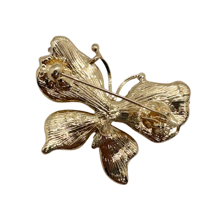 Broșă elegantă fluture auriu cu efect cristalin [2]