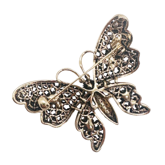 Broșă fluture auriu BINDY cu cristale rosii [2]