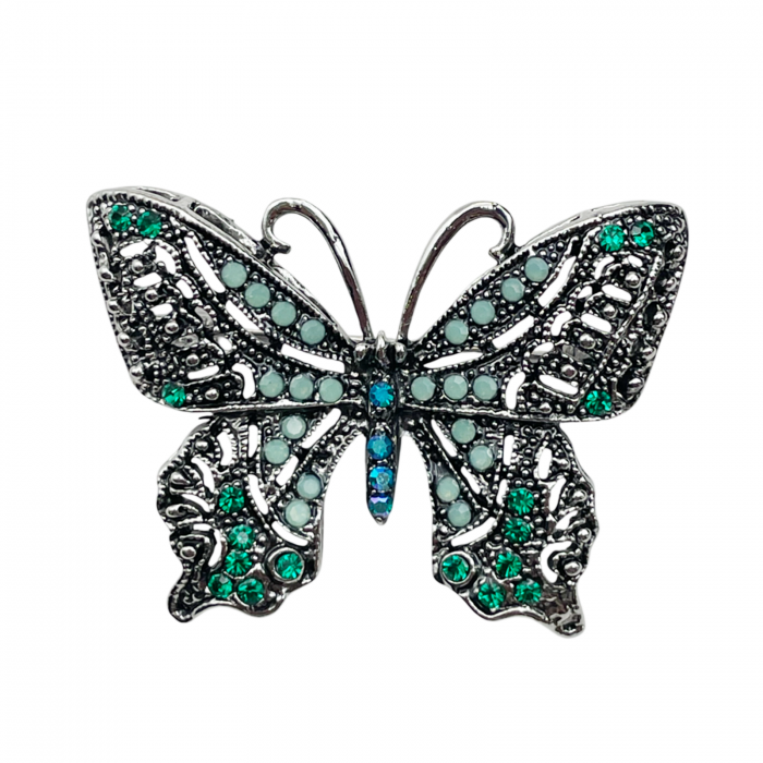 Brosa Fluture cu marcasite KELLY, Argintiu, 6cm [1]