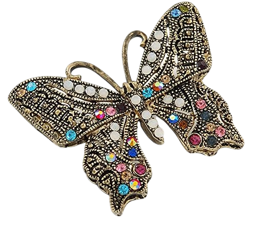 Brosa Fluture cu marcasite KELLY, Auriu, 6cm [2]