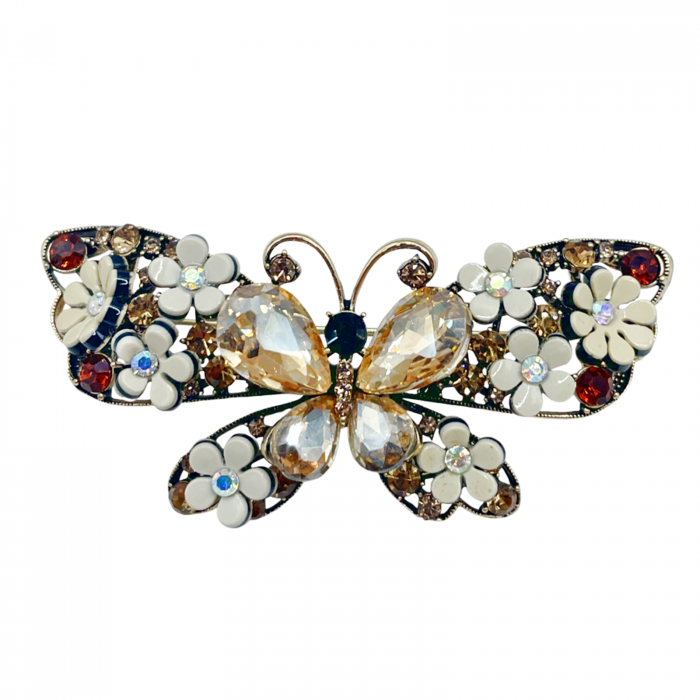 Brosa Fluture cu strasuri PRINCESS, Auriu, 7cm [3]