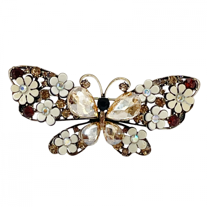 Brosa Fluture cu strasuri PRINCESS, Auriu, 7cm [2]