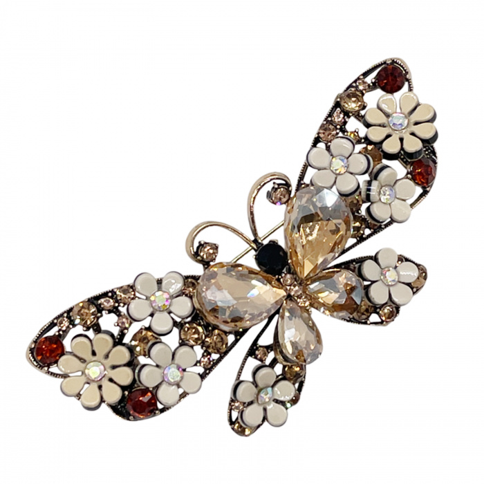 Brosa Fluture cu strasuri PRINCESS, Auriu, 7cm [1]