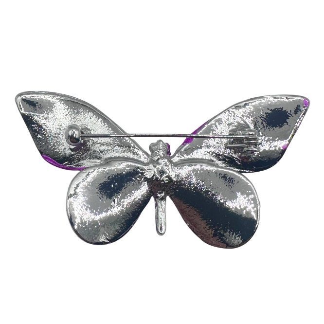 Broșă fluture argintiu cu finisaj metalic [2]