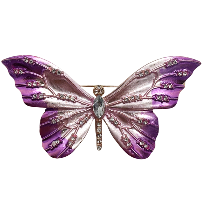 Broșă elegantă fluture roz cu cristale [3]