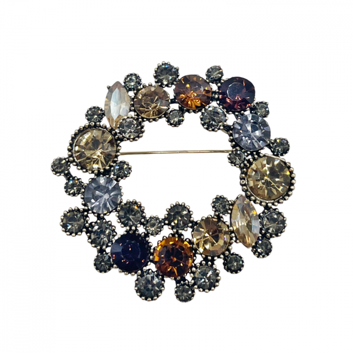 Brosa Coronita cu strasuri YVETTE, Auriu, 4.5cm [1]