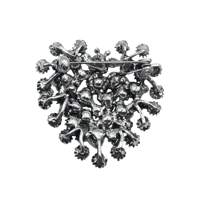Brosa Inima argintie cu perlute si strasuri QUEEN [2]