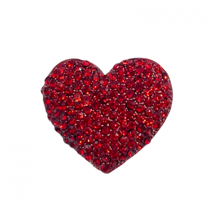 Brosa inima cu strasuri AMORE, Rosu, 3cm [1]