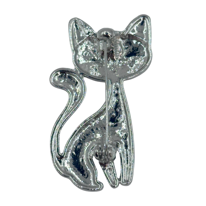 Brosa cu Pisica multicolora TIMMY - metal argintiu [2]