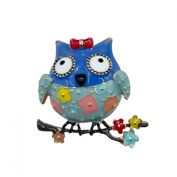 Brosa Bufnita MADDIE, Albastru, 4.5cm [1]