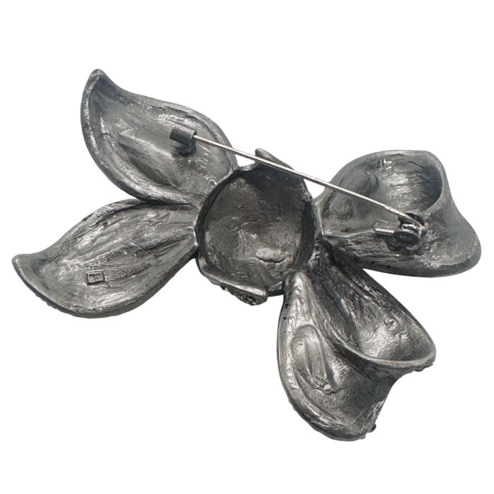 Broșă vintage funda patinată argintie cu marcasite [1]