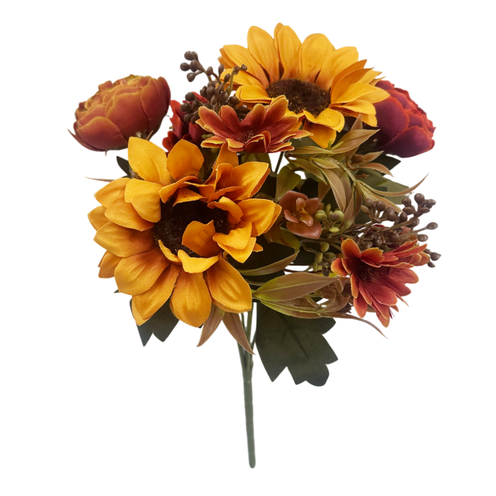 Buchet decorativ AMBER BLOOM - Cu flori galbene si ruginii [3]