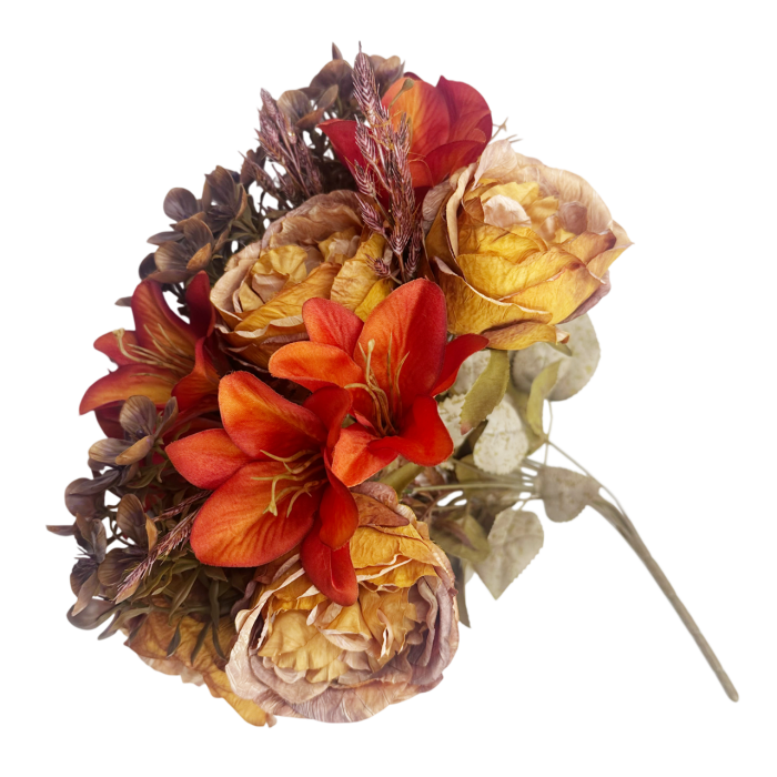 Buchet Flori artificiale AMBER Portocaliu cu bujori si crini [5]