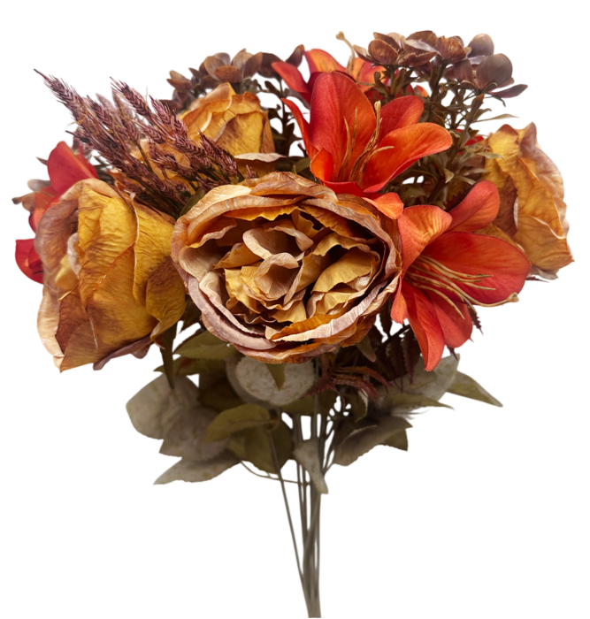 Buchet Flori artificiale AMBER Portocaliu cu bujori si crini [3]