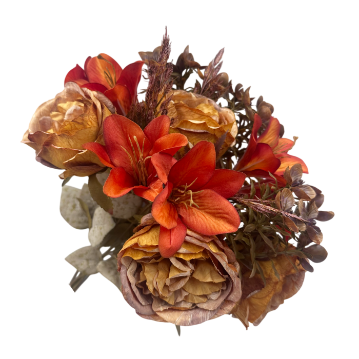 Buchet Flori artificiale AMBER Portocaliu cu bujori si crini [2]