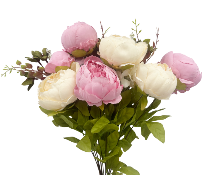 Buchet Flori artificiale Berenice - Bujori Roz/ Alb [2]