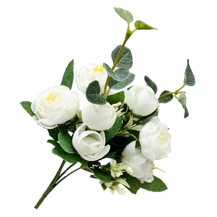 Buchet flori artificiale albe - Bujori eleganti [2]