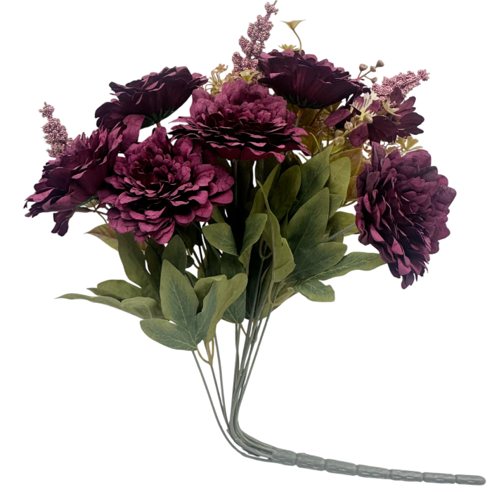 Buchet Flori artificiale de toamna PLUMMY - 45 cm - Mov pruna [3]