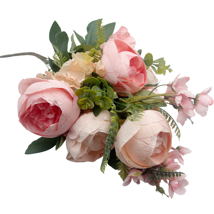 Buchet Flori artificiale ROMANCE - Bujori Roz Vintage [2]