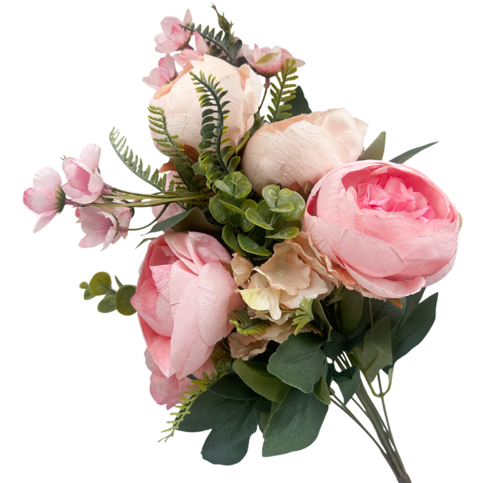 Buchet Flori artificiale ROMANCE - Bujori Roz Vintage [4]