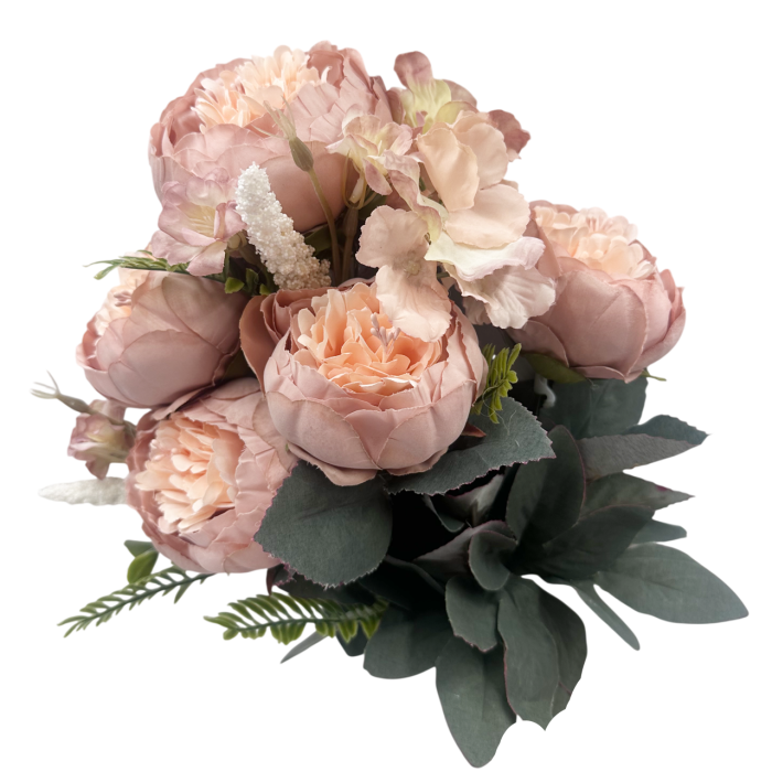 Buchet Flori artificiale ROSALIE – Bujori roz pudra [2]