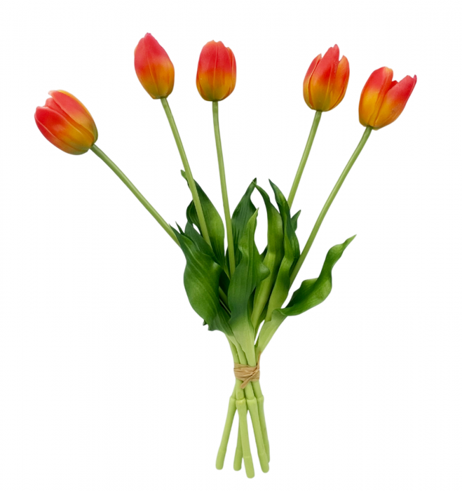Buchet Lalele artificiale BEAUTY, Portocaliu, 40cm [2]