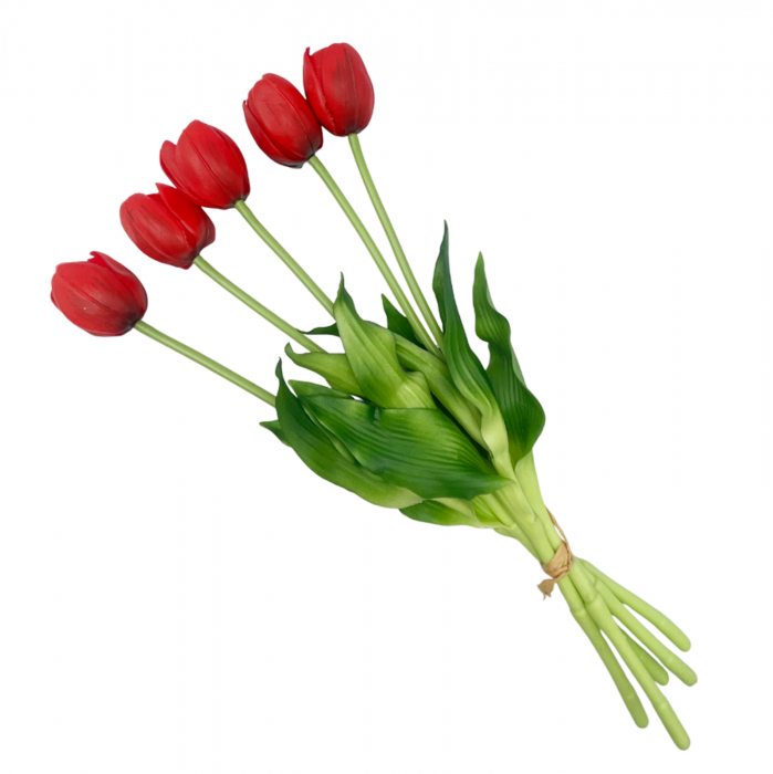 Buchet Lalele artificiale BEAUTY, Rosu, 40cm [2]