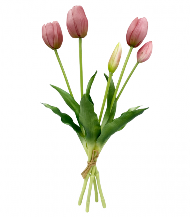 Buchet Lalele artificiale BEAUTY, Roz inchis, 40cm [2]