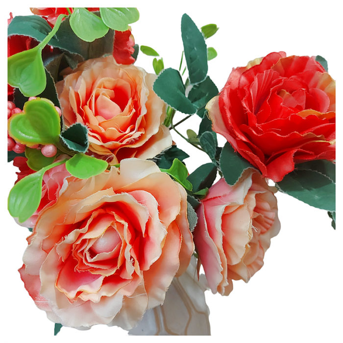 Buchet trandafiri artificiali Coral Amelie 45cm [2]