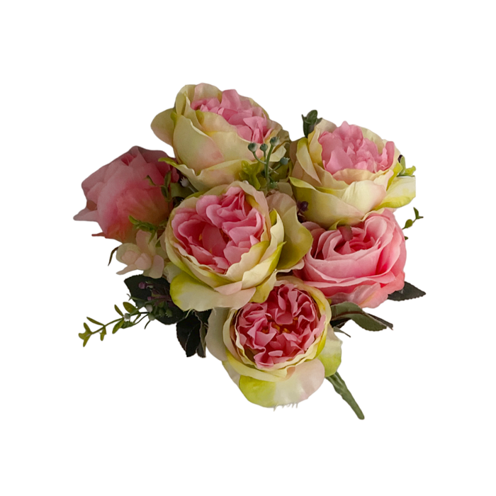 Trandafiri artificiali DANIELLE, Roz/ Verde, 45cm [3]