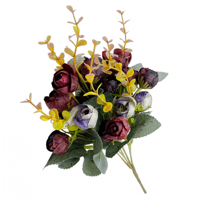 Bujori mov-burgundy artificiali MARIE, 30cm [4]