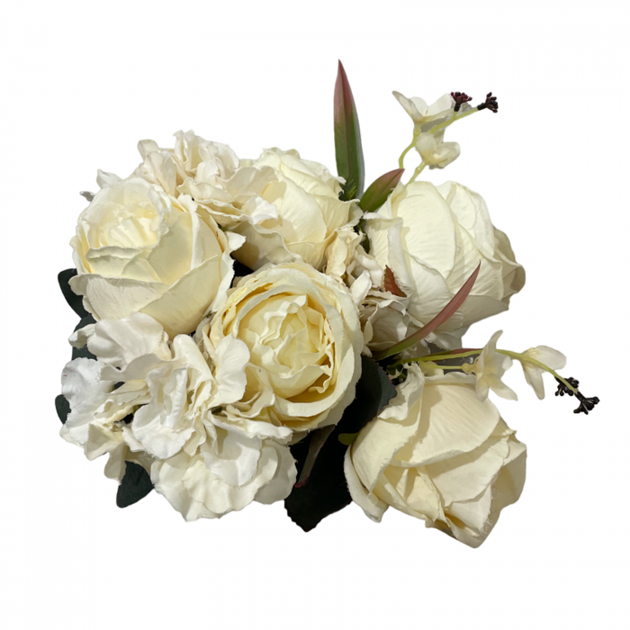 Trandafiri artificiali PAULETTE, Alb ivoire, 45cm [3]