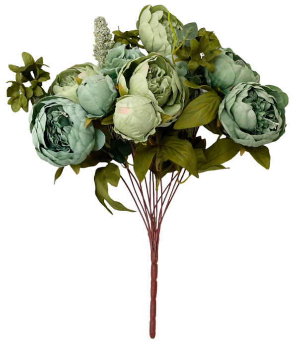 Bujori verde-albastrui artificiali HEATHER, 45cm [3]