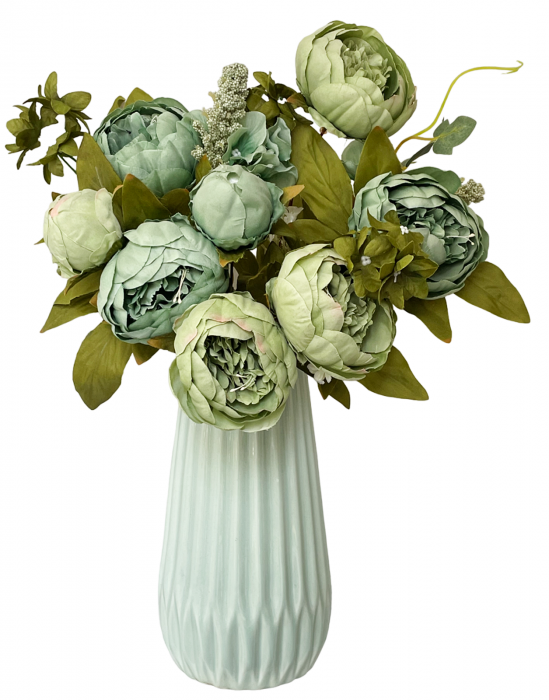 Bujori verde-albastrui artificiali HEATHER, 45cm [2]