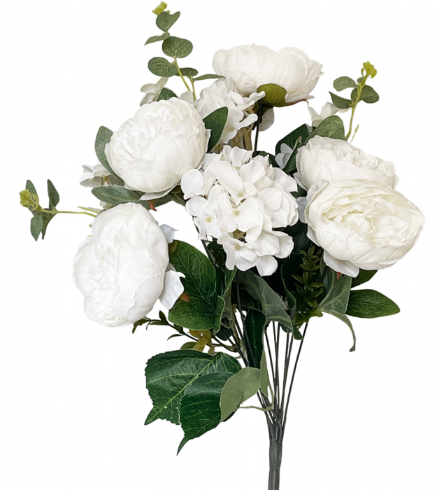 Bujori artificiali PAULETTE, Alb, 45cm [3]