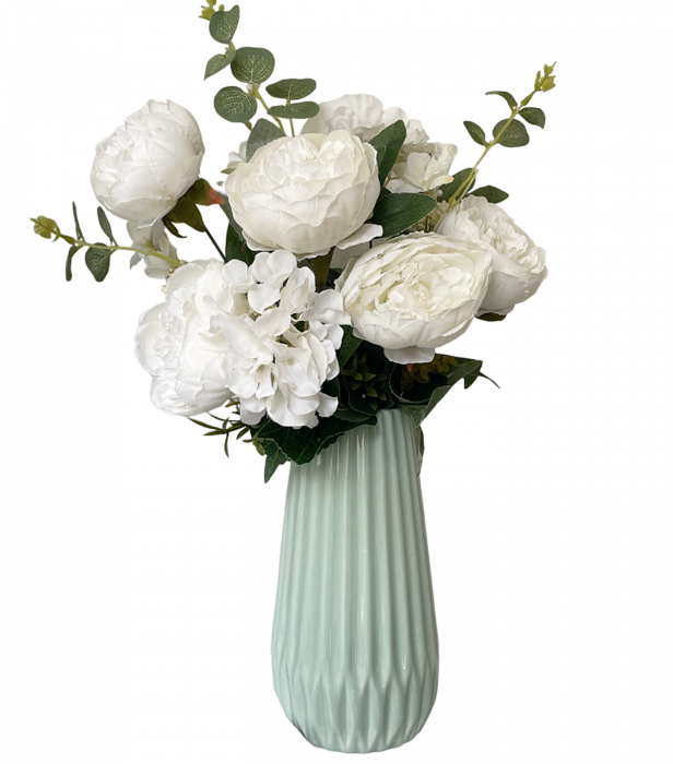 Bujori artificiali PAULETTE, Alb, 45cm [4]