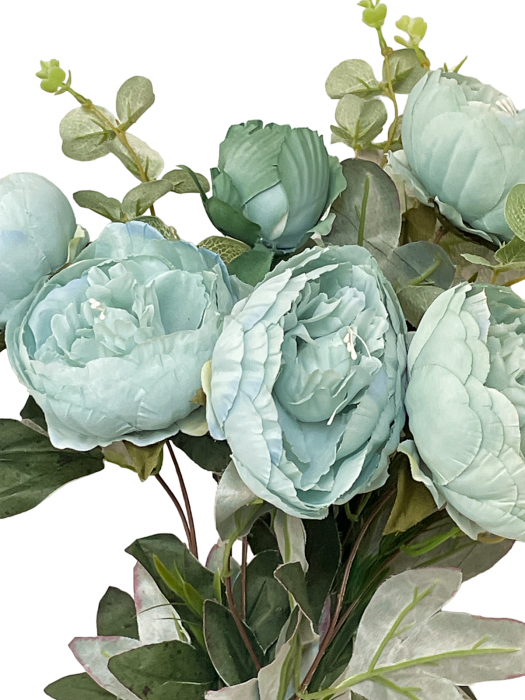 Bujori artificiali CHANTAL, Bleu turcoaz, 45cm [4]