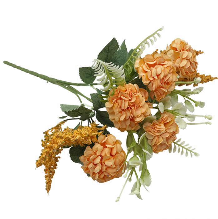 Hortensie artificiala CLARA, Portocaliu, 30cm [2]