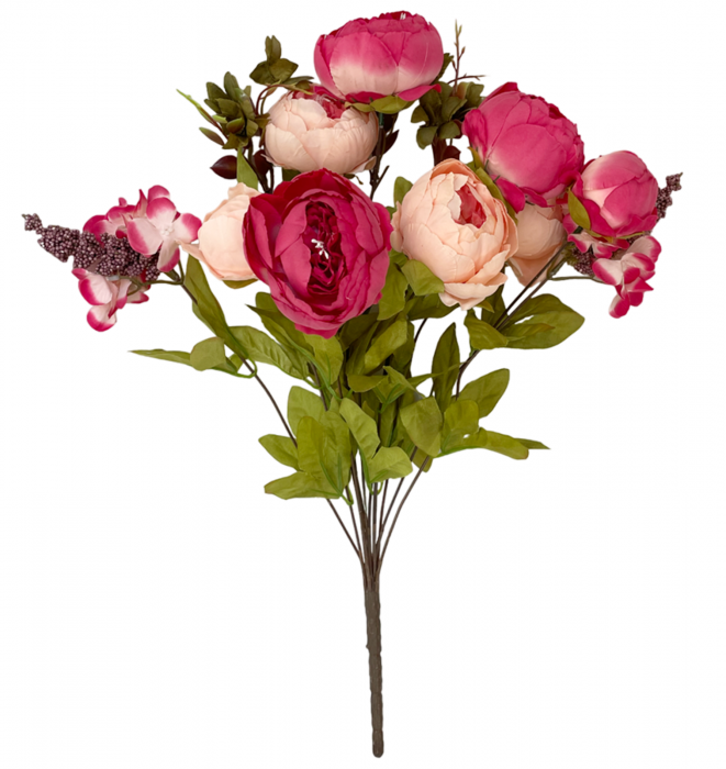 Bujori artificiali BERENICE, Roz/ Purpuriu, 45cm [2]