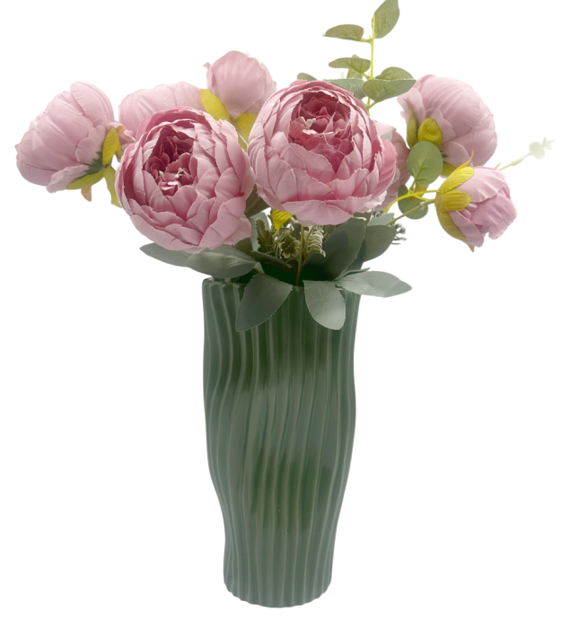 Bujori roz artificiali CHANTAL, 45cm [2]