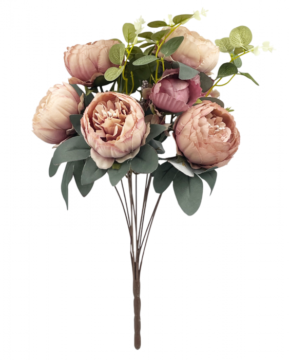 Bujori artificiali FREYA, Roz cenusiu, 45cm [1]