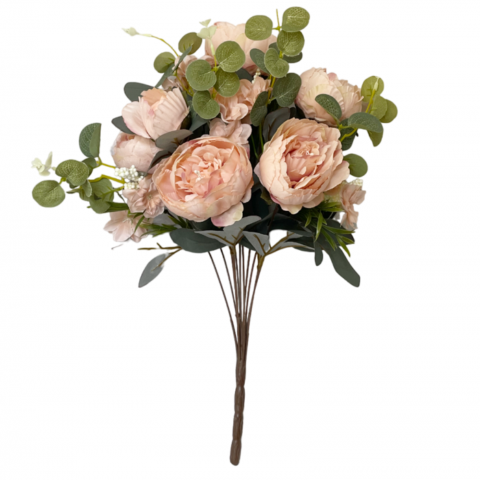 Bujori roz-piersica artificiali CHANTAL, 45cm [1]